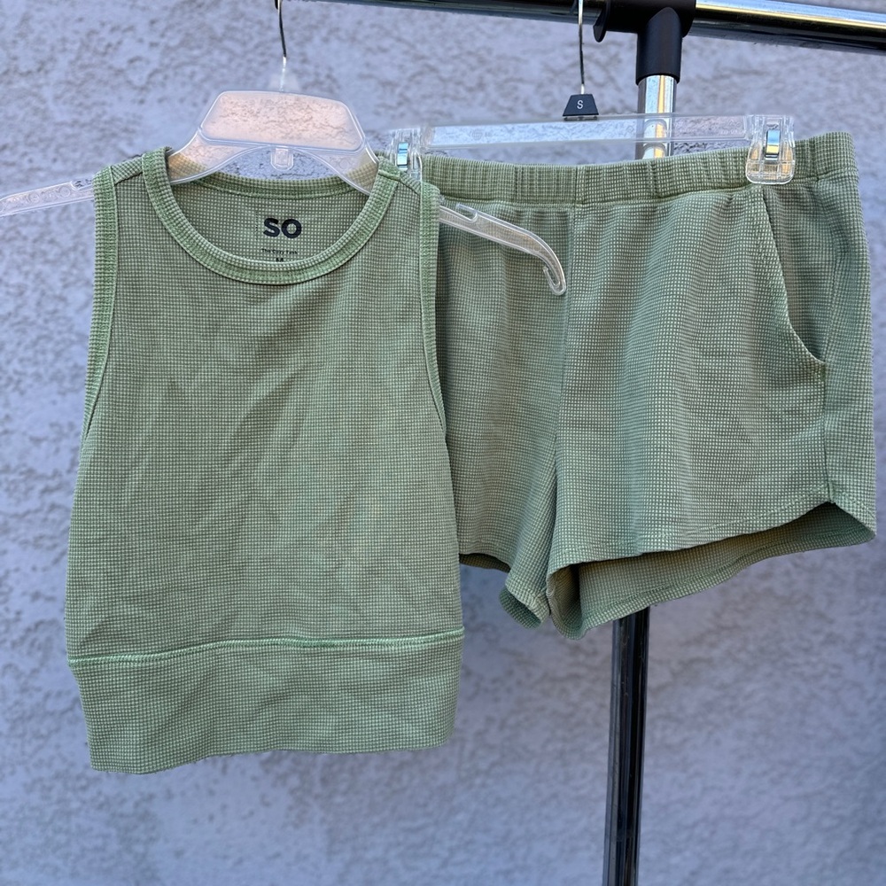 Green Tank Top and Shorts Set